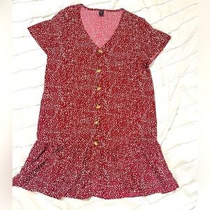 Medium- Maroon and White Polka Dot Dress